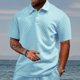thumbnail image 2 of Blusa de Manga Corta, Hombres de Moda de Color Sólido, Transpirable Botón Blusa de Cuello, 2 of 4