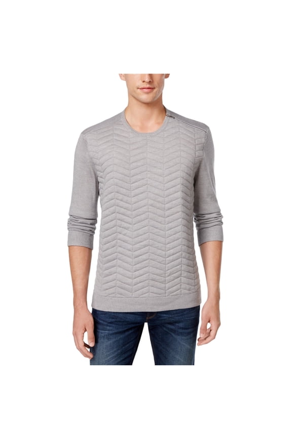 Mens Textured Pullover Sweater, Grey, Large