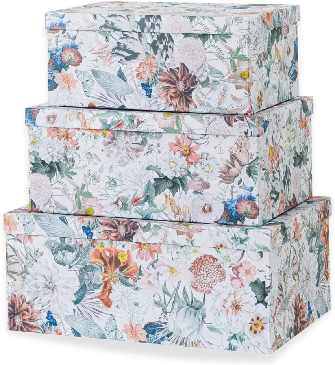 Decorative Storage Cardboard Boxes with Lids | Sunset Bouquet