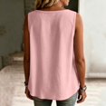 thumbnail image 4 of Stralyhd Womens Button Down Shirt Sleeveless Business Casual Color Shirts V Neck Collared Linen Blouses Comfy and Breathable Beach Vacation Outfits Pink L, 4 of 6