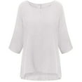 thumbnail image 3 of CHOK Liquidation d'Hiver! Hauts pour Femmes Grande Taille Manches 3/4 Col Rond à Volants Décontracté Ample T-Shirts Unis Été Automne Tuniques Basiques pour Femmes Chandail Blouses T-Shirts, 3 of 3
