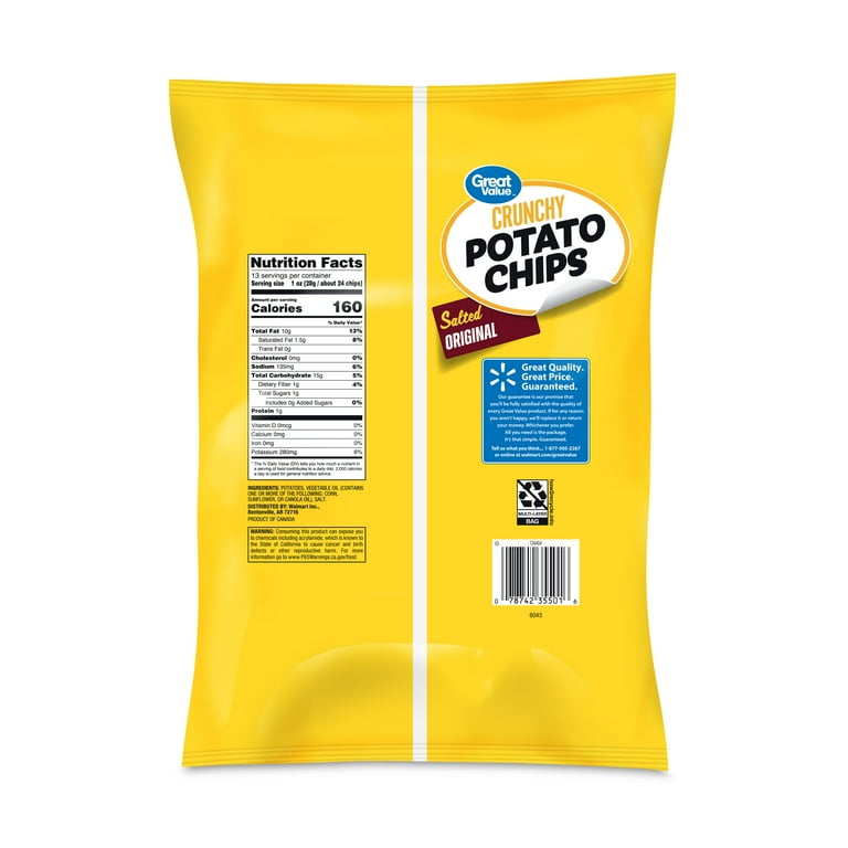 保障できる Great Value Party Size Original Potato Chips, 13 oz その他