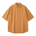 thumbnail image 5 of DeHolifer Mens Shirts Plus Size Button Down Solid Color Short Sleeve Casual Summer Shirts Orange 2XL, 5 of 7