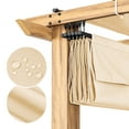 thumbnail image 3 of 10 ft. x 10 ft. Wood Grain Aluminum Outdoor Pergola with Beige Retractable Shade Canopy, 3 of 5