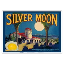 Lemons - Silver Moon Brand - San Fernando California - Vintage Fruit Crate Label c.1930s - Master Art Print 10in x 14in
