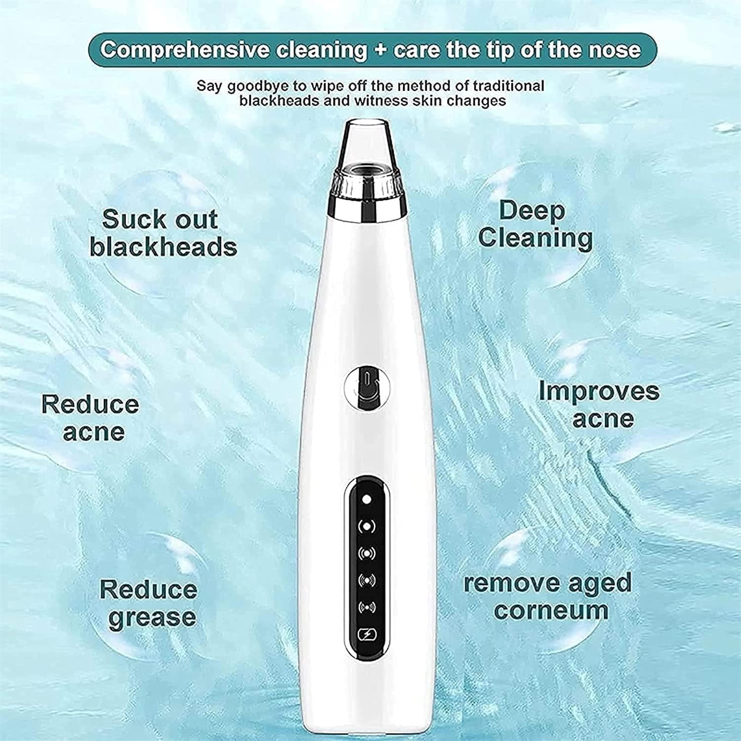 Beauty Device for Skin Blackhead Remover Vacuum Professional Pore Cleaner, Electric Acne Pimple Remover Facial Beauty, USB Charging and LED Display, Safety 5 Gears Adjustable Beauty (White)