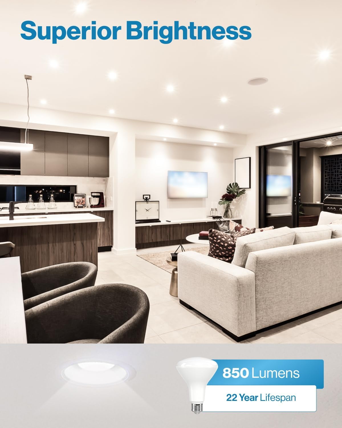 Sunco 6 Pack BR30 Light Bulbs LED Recessed Can Bulbs Indoor Flood Bulb 850 LM 11W (65W Equivalent) 5000K Daylight Dimmable E26 Base for Home Kitchen Bedroom UL.