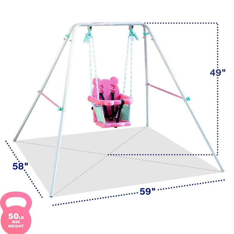 Sportspower Toddler Metal Swing with Safety Harness, Foldable