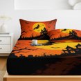 thumbnail image 6 of Twin Sze Fitted Sheet Set - Orange Witch Halloween 2 Piece Bedding Sets 16" Deep Pocket Fitted Sheet with 1 Pillowcase, Black Tree Bats Castle Brushed Microfiber Hotel Luxury Bed Sheets, 6 of 9