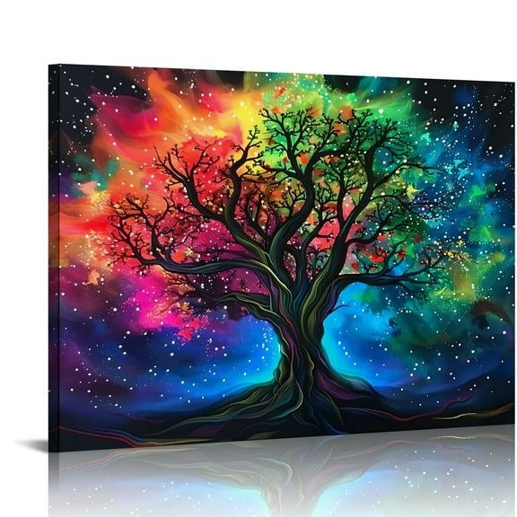 YILUYINQING Fantasy Art Stars Rainbow Wall Art Decor for Home Living Room Bedroom Kitchen Print On Canvas Ready to Hang Room Home Art Decor 16x12in