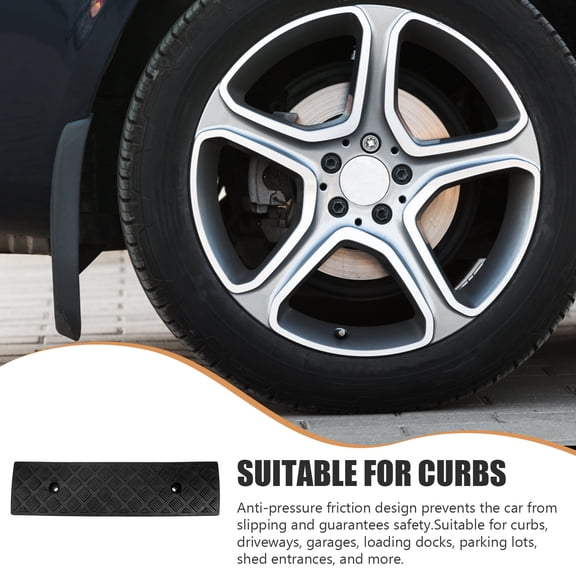Toyvian Black Plastic Car Curb Ramp with Anti- for Driveways, Garages, and Vehicle Access