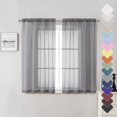 thumbnail image 1 of Lecloud Cortinas transparentes cortas de 54 pulgadas de largo, 2 paneles, cortinas de gasa con filtro de luz, cortinas para media ventana, cocina, dormitorio, bolsillo básico para barra, sala de estar, 1 of 1