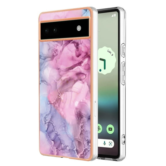 Nalacover for Google Pixel 6A Marble Pattern Slim Case Compatible with MagSafe Wireless Charging, Soft Silicone/TPU Shockproof Non-Yellowing Lightweight Protective Cover for Google Pixel 6A, Pink