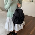 thumbnail image 6 of Women Men Nylon Bookpack Drawstring Solid Color Students Bookbags Large Capacity Travel Daypack Bag for Commute (Black), 6 of 12