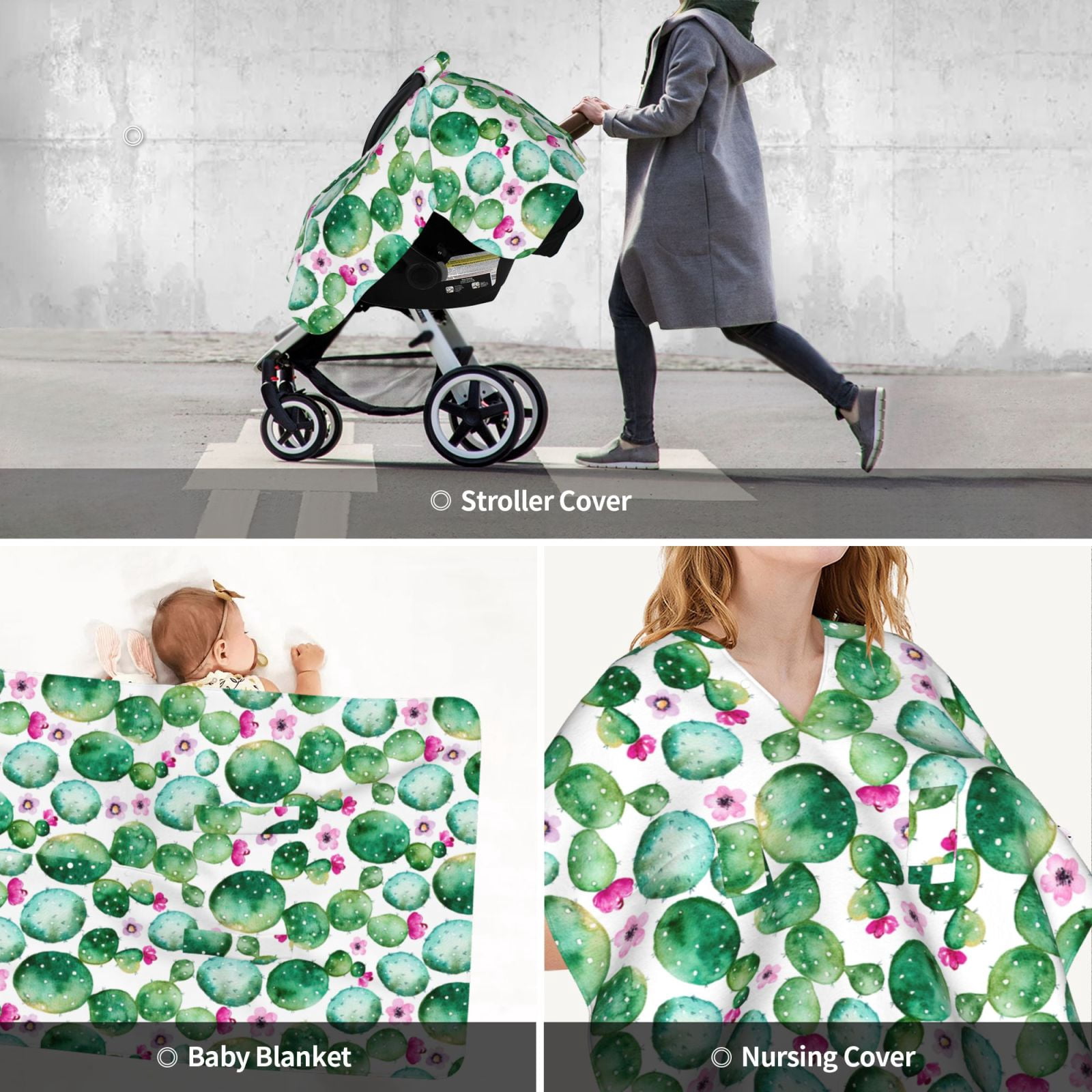 Car Seat Cover Baby - Cactus Plants Breathable Infant Car Seat Cover for Baby Carseat, Lightweight Comfort Baby Essentials Must Haves Newborn Stuff for Girl Boy