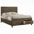thumbnail image 2 of Queen Size Asian Hardwood Storage Bed with Rustic Golden Brown Finish for Bedroom, 2 of 6