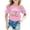 Pink, variant on HNMKIU Girls Fashion Casual Print Short Sleeve Tee Round Neck Children's Top Comfortable Daily Wear White,8-9 Years