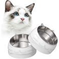 thumbnail image 1 of Piezas Cuencos para gatos Cuenco de alimentación para gatos con inclinación de 15° Cuenco de agua para gatos Cuenco de acero inoxidable Cuenco multifuncional para gatos 400ML+200ML, 1 of 5