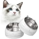 thumbnail image 1 of Piezas Cuencos para gatos Cuenco de alimentación para gatos con inclinación de 15° Cuenco de agua para gatos Cuenco de acero inoxidable Cuenco multifuncional para gatos 400ML+200ML, 1 of 5