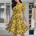thumbnail image 2 of Sunflower Butterfly Garden Path Women's Classic Swing Skater Dress Casual Work Party Cocktail Dresses, 2 of 6