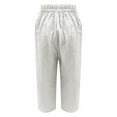 thumbnail image 5 of Pxiakgy Cropped Pants for Women Pocket Cotton Linen Fashion Solid Color Pants Casual Long Pants White 3Xl, 5 of 5
