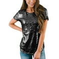 thumbnail image 2 of JINMGG Womens Plus Size $5 Women's Casual Short Sleeve T Shirts O Neck Party Sequin Tunic Elegant Tops Black XXL, 2 of 9