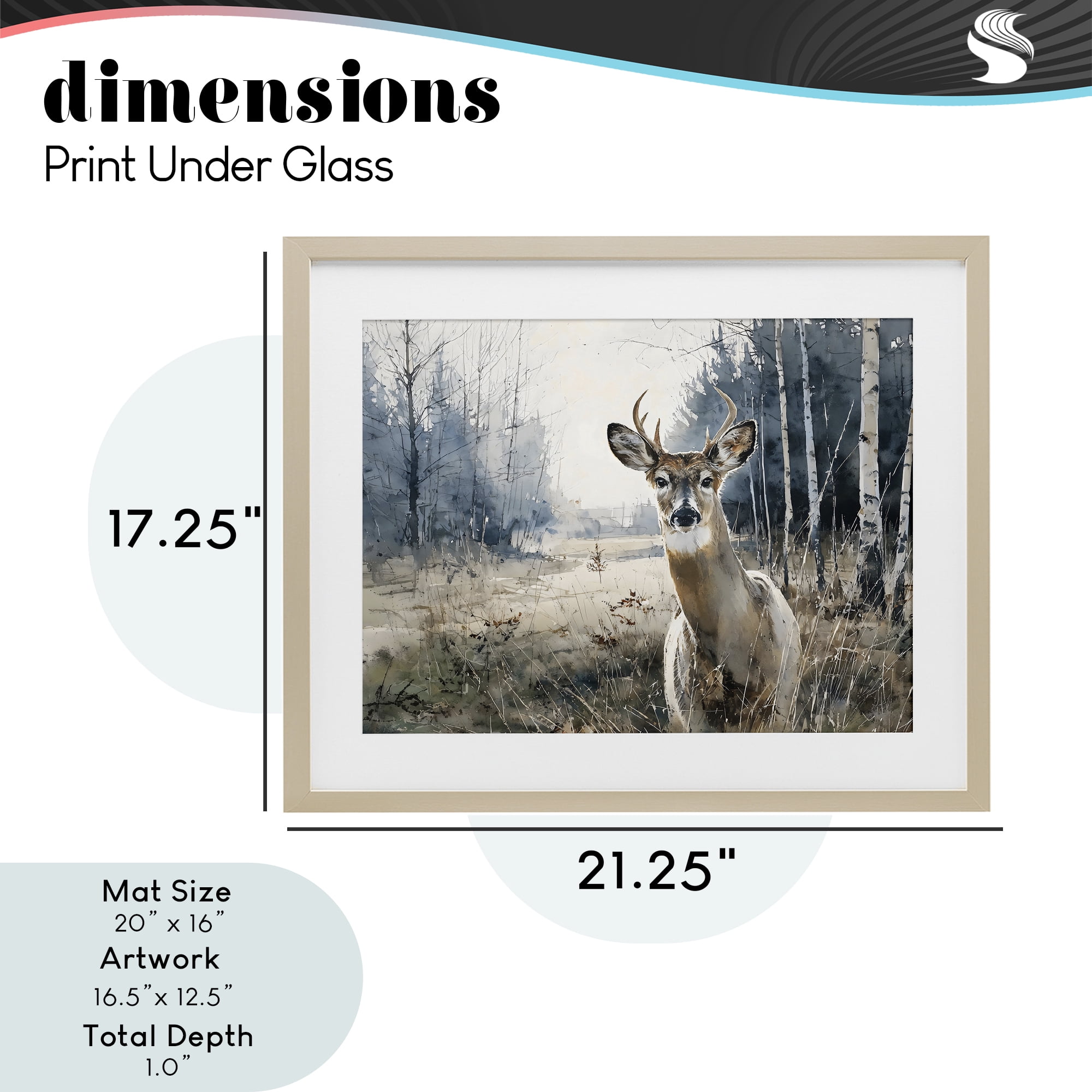 Stupell Industries Deer in Winter Wilderness Birch Framed Print Under Glass, design by Franklyn Gregory