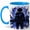 Blue, variant on Dark Anime Warrior Coffee Mug, Fantasy Shadow Power Mug, Gamer Birthday Christmas Gift for Men, Blue Lightning Hero Character Art, 11 oz White Ceramic Coffee Cup