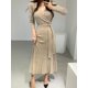 thumbnail image 4 of Vestidos elásticos de punto para mujer, vestido ajustado de tubo, Otoño Invierno 2023, Vestidos lisos de manga larga con cuello en V, vestido elegante ajustado para mujer, 4 of 7
