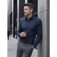thumbnail image 2 of Mens Dress Shirt Long Sleeve Turndown Collar Tops Formal Business Shirt Dress Top Button Down Shirts Navy L, 2 of 7