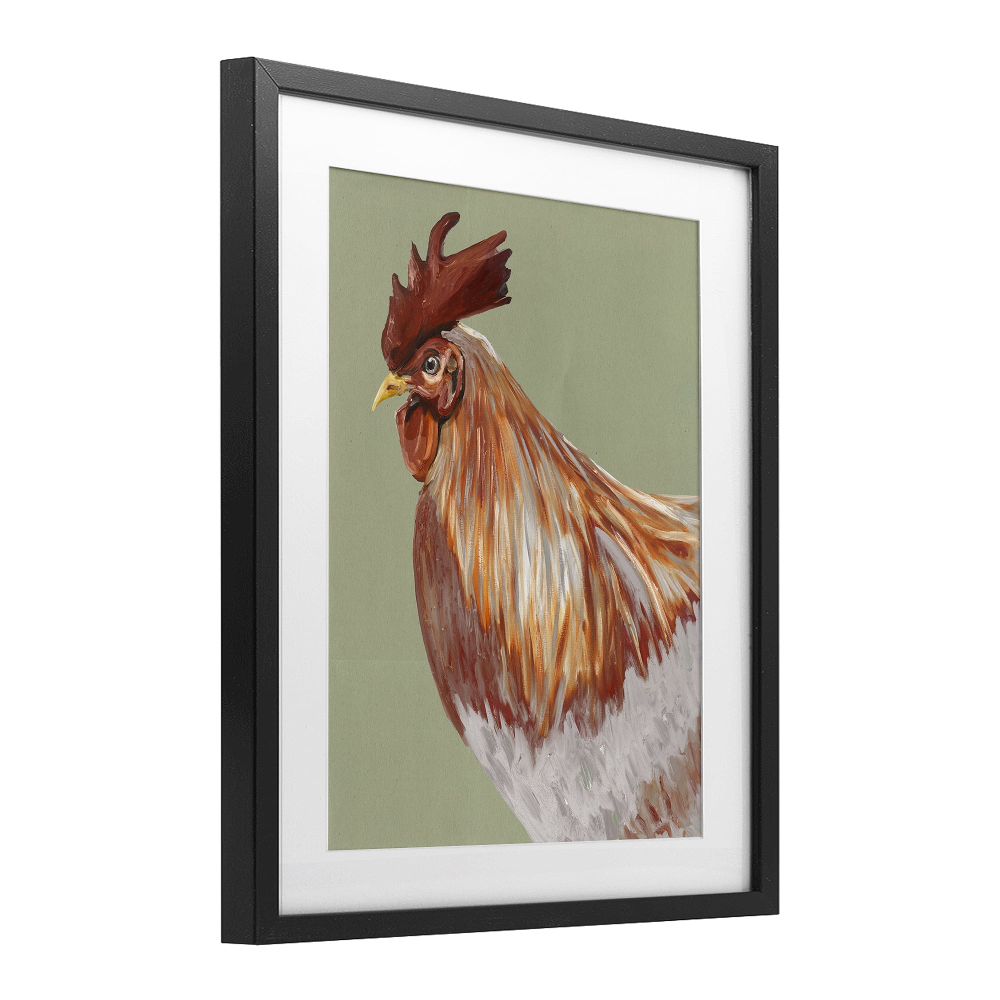 Stupell Industries Gallant Rooster Portrait Black Framed Print Under Glass, design by Andy Beauchamp