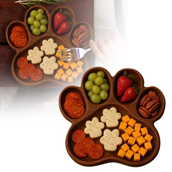WIFKLSIIPG Wooden Dog Shaped Fruit Plate for Indoor Use Decorative Serving Tray Unique Kitchen Dining Table Centerpiece Pet Lover