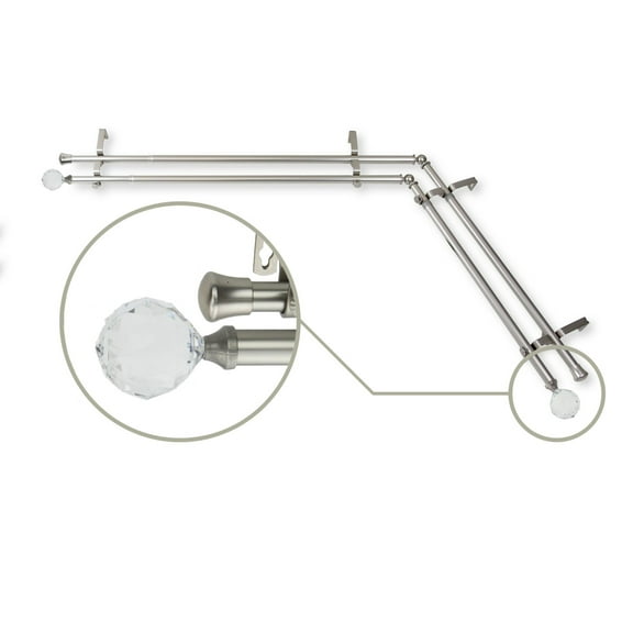 Contemporary Home Living 105" Silver Contemporary Double Corner Window Curtain Rod