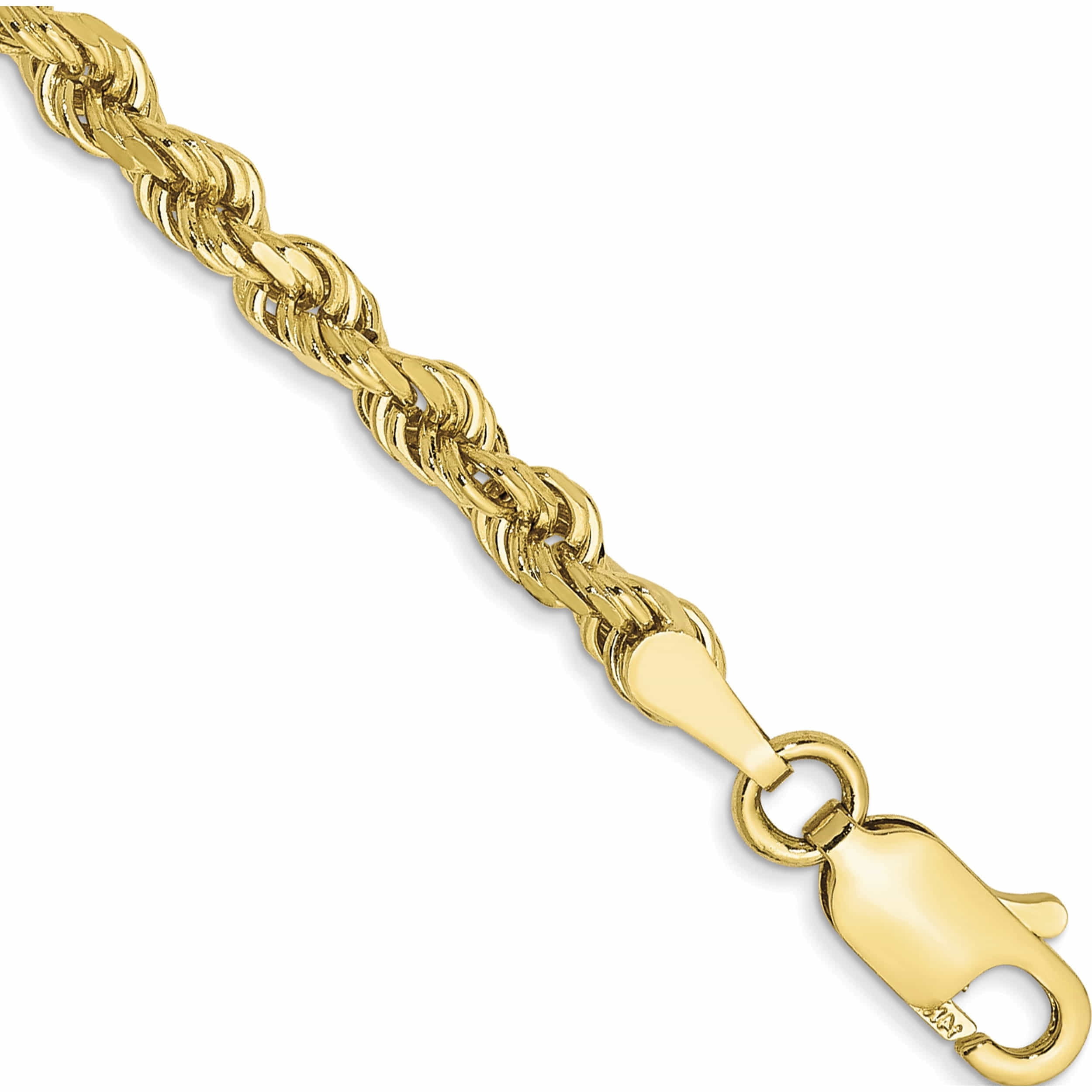 10K Yellow Gold 3mm DiamondCut Rope Chain (8 X 3) Made In Peru 10k023
