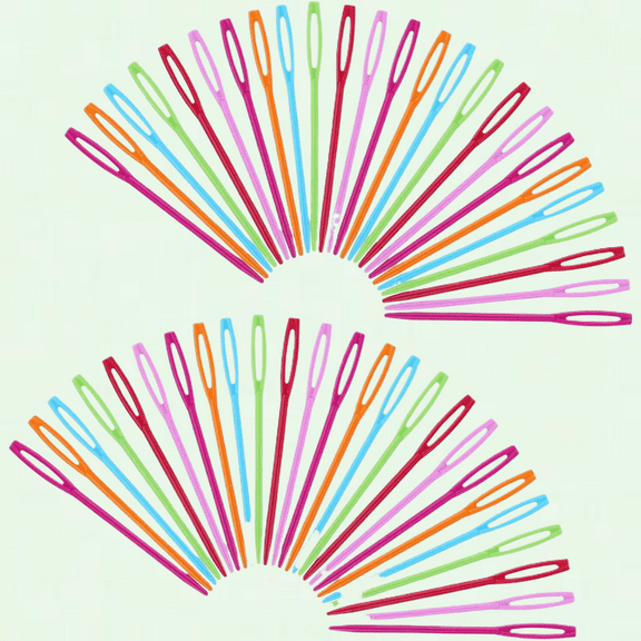 Colorful Large Eye Plastic Sewing Needles, Pack of 50, 2.75 Inch, Craft Safety Needles for DIY Sewing Handmade Crafts