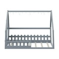 thumbnail image 6 of Harper & Bright Designs Full Size Floor Bed for Kids, Wood Montessori Bed with Fence & LED Light, Full House Bed with Window and Roof for Girls & Boys, Gray, 6 of 11