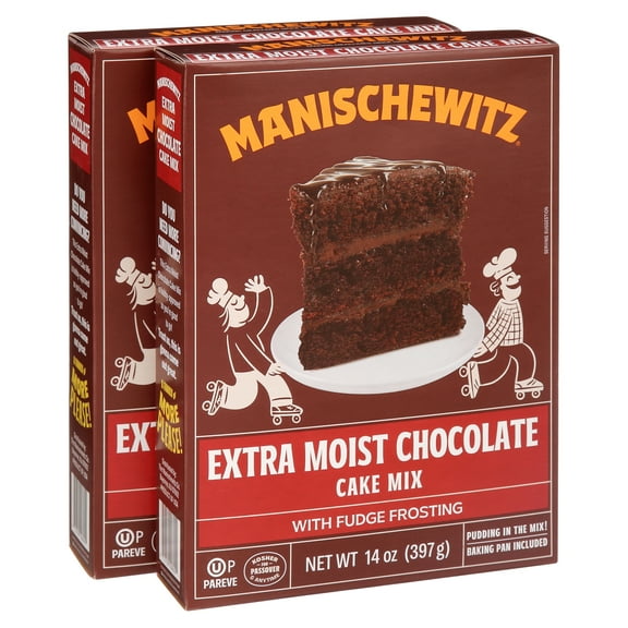 Manischewitz Extra Moist Cake Mix With Frosting 14oz 2 Pack, Kosher for Passover, Pan included, Pudding in the Mix
