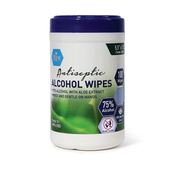 MED PRIDE Alcohol Wipes – 100 Pack with Aloe Vera, Individually Disposable Cleansing Wipes, 5.5x7.8 in