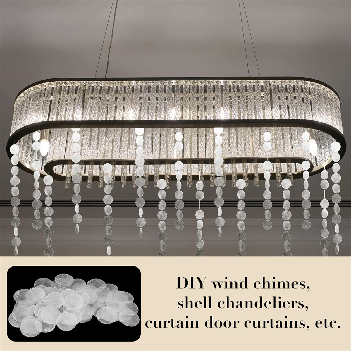QZS Durable Shells Decor,2In Round Natural Shells with 2 Holes for Curtain,Set of 60,Portable DIY Decor for Garland,Craft,Wedding,Home