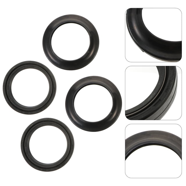 Phenofice Motorcycle Maintenance 4Pcs Square Black Rubber Front Fork Dust Seal Kit For Front Forks Shock Absorption