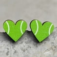 thumbnail image 4 of Fiaya Women Heart Shaped Wooden Sports Stud, Baseball Football Volleyball Basketball Wood Earrings, Fans Players Jewelry (I), 4 of 4