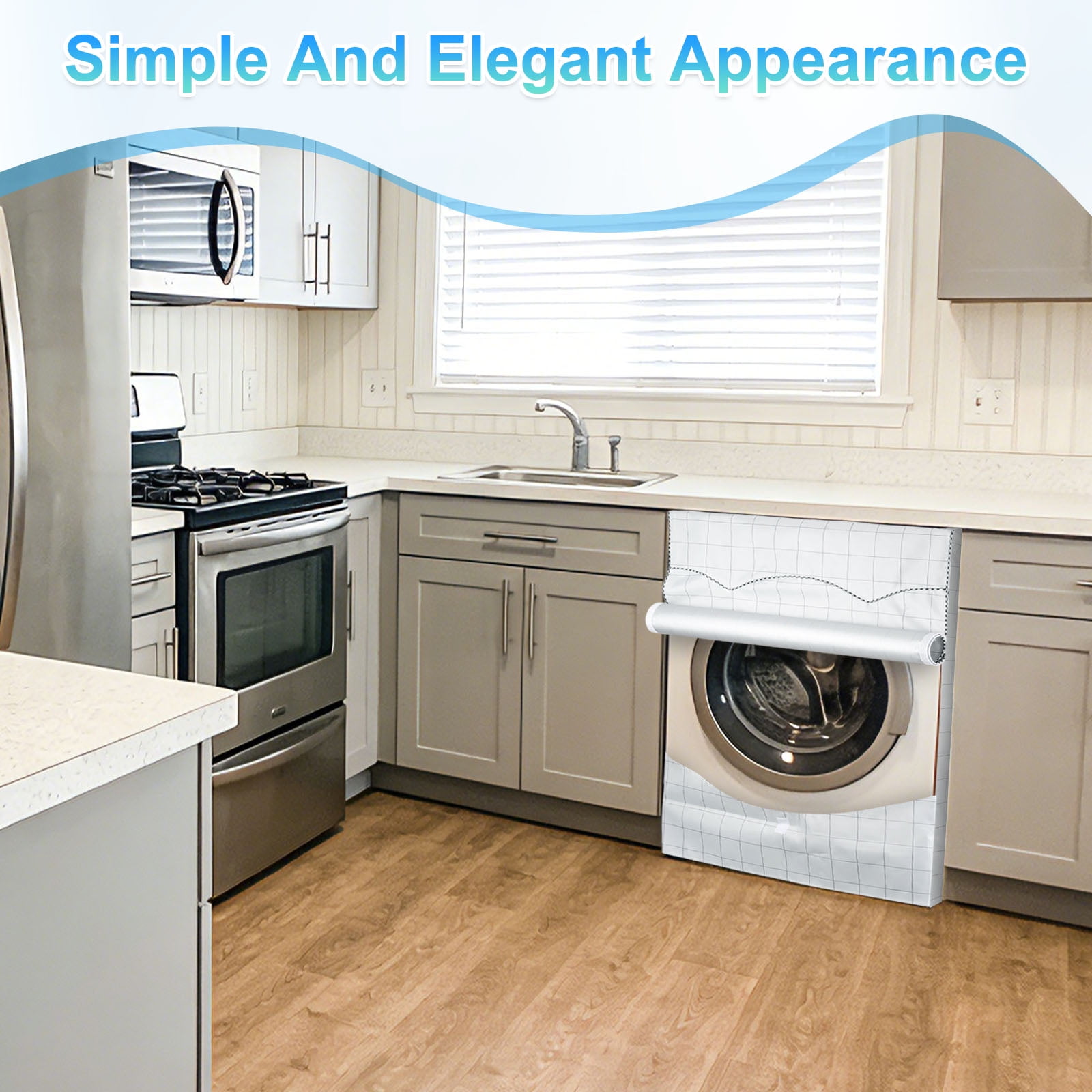 Uxcell Washer and Dryer Covers 24"x24"x33"- Waterproof, Dustproof, Sun-Proof Front-loading 3 Side Washing Machine Cover with Zipper for Laundry Room Balcony, White