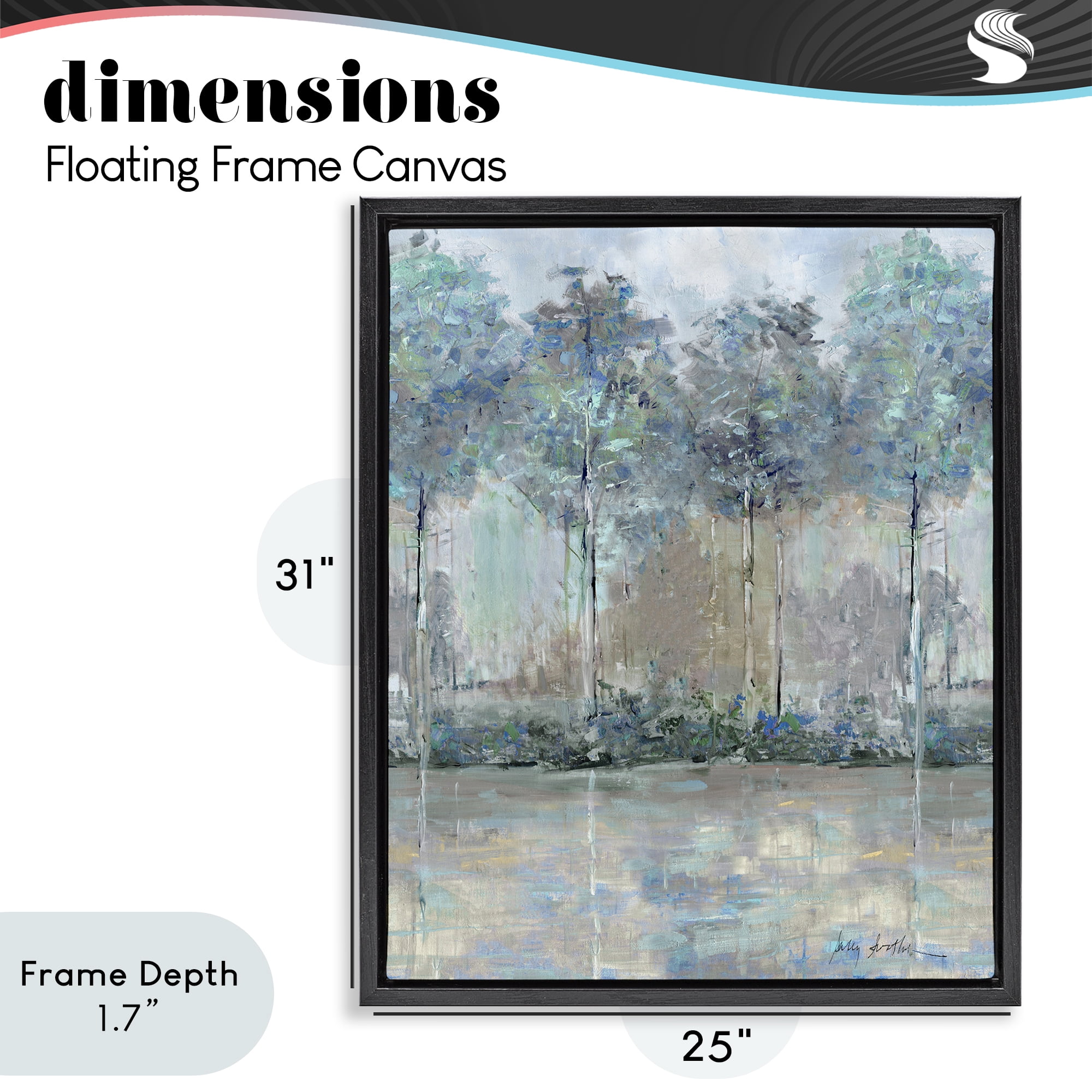 Stupell Industries Subdued Impression of Trees Black Framed Floater Canvas Wall Art, design by Sally Swatland