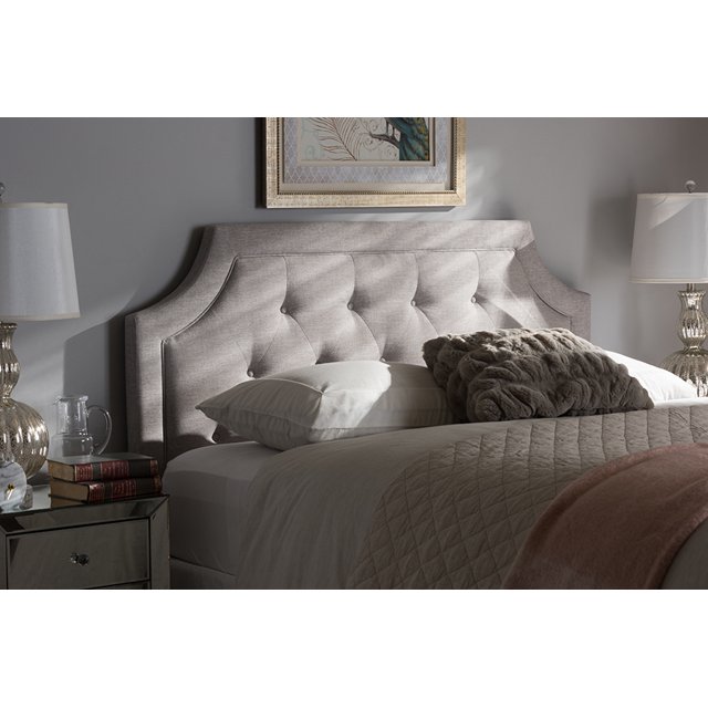 Baxton Studio Mars Cabecero tamaño Queen de tela beige grisáceo moderno y contemporáneo Baxton Studio BBT6623-Greyish Beige-Queen HB-H1217-14