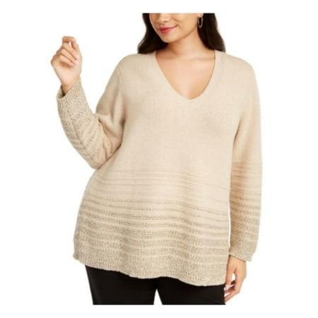 Calvin Klein Womens Plus V-Neck Pullover Sweater