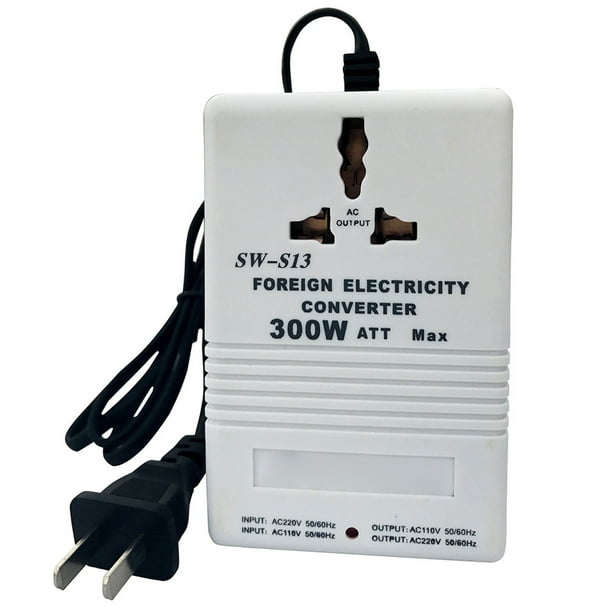 Sidaley Convertidor de voltaje de doble vía para oficina, electricidad de viaje para acampar, 110V a 220V, inversor regulador de adaptador Adaptadores de corriente Blanco S13 300W