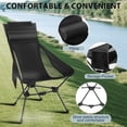 thumbnail image 3 of Camping Chairs, Portable Camping Chair with Headrest and Storage Bag, Lightweight Foldable Chair for Outside Camping, Hiking, Travel, Beach and Sports, 3 of 5