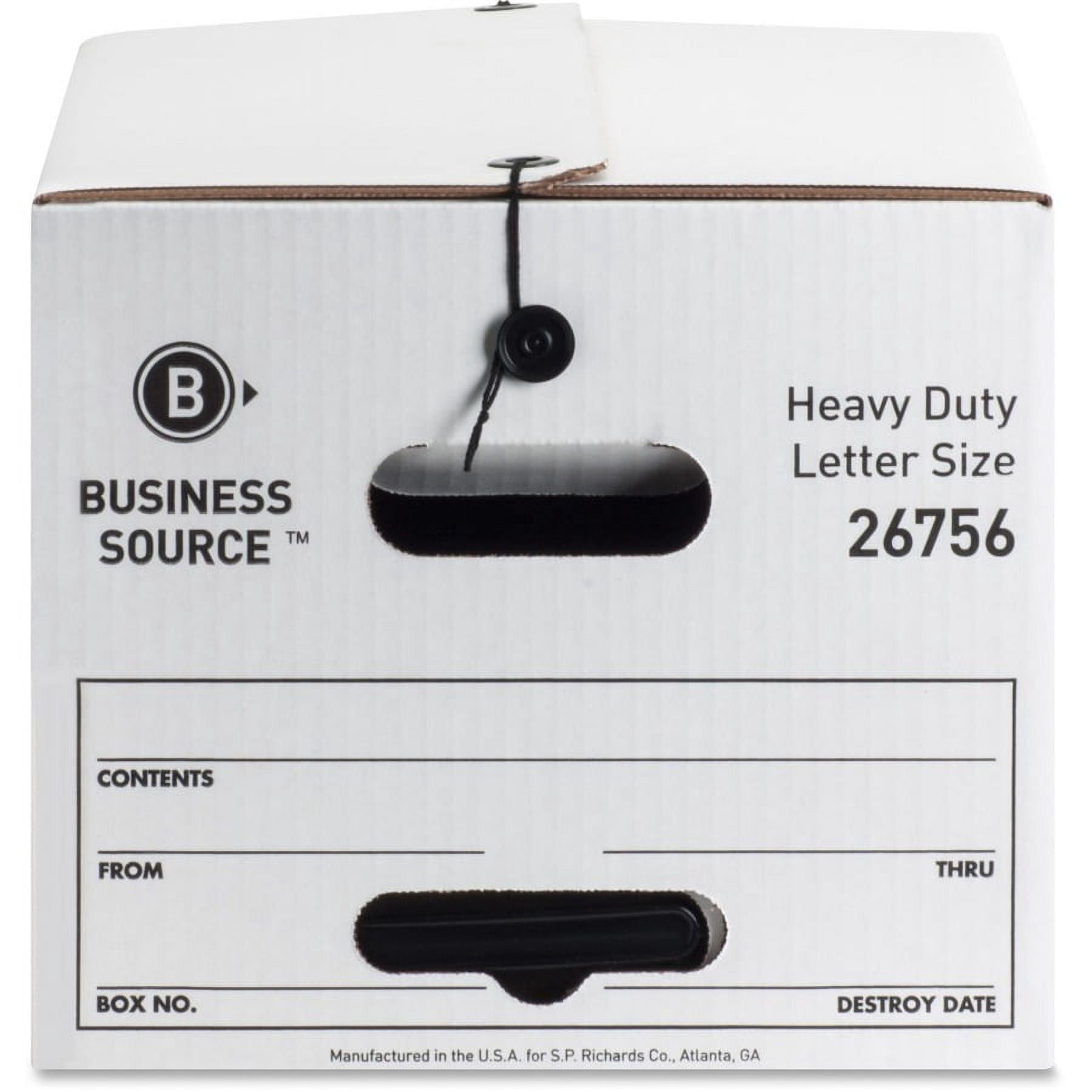 Business Source Heavy Duty Letter Size Storage Box - External Dimensions: 12" Width X 24" Depth X 10"height - Media Size Supported: Letter - String/button Tie Closure - Medium Duty - Stackable -
