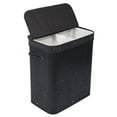 thumbnail image 3 of BirdRock Home Bamboo Double Laundry Hamper with Lid and Cloth Liner - Black, 3 of 5