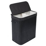BirdRock Home Bamboo Double Laundry Hamper with Lid and Cloth Liner ...